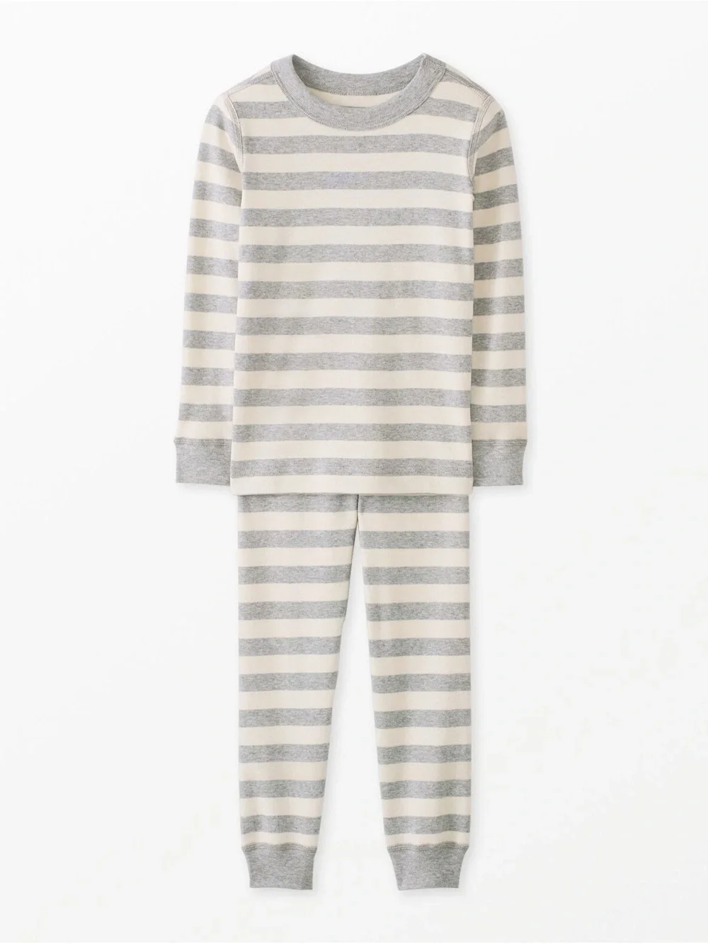 Two sets of Hanna Andersson Grey Striped Kids Pajamas, size 10 and 12. New!